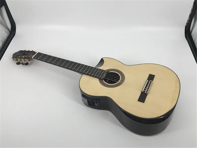 spruce with pickup Высококачественная цельная Классическая гитара в винтажном стиле со специальной чашей, Чехол для гитары cutway - Цвет: spruce with pickup
