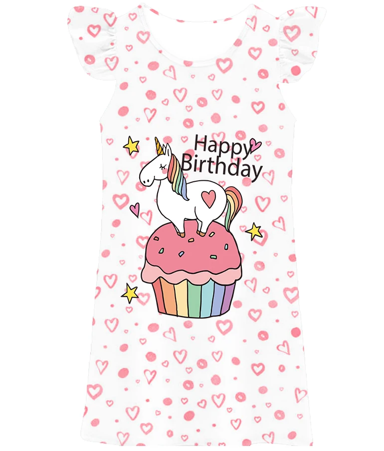 

Pink Unicorn Princess Dress Girls Clothing Kids Kawaii Pony Cartoon Clothes Cute Dresses Summer Girl Dress happy Birthday Gift