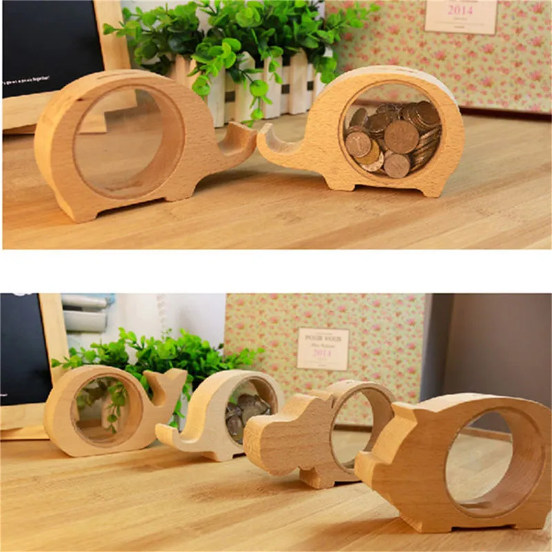 Милый бегемот киты слоны деревянный ящик для денег деревянные коробочки с