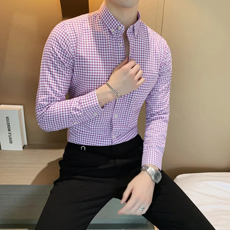 

Рубашка мужская хлопковая в полоску, с длинным рукавом, на пуговицах