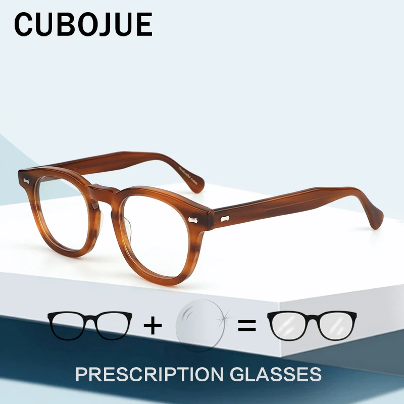 

Очки Cubojue Джонни Депп для мужчин и женщин, маленькие ацетатные, модные мужские, для макияжа, оптические, по рецепту, Черепаховые