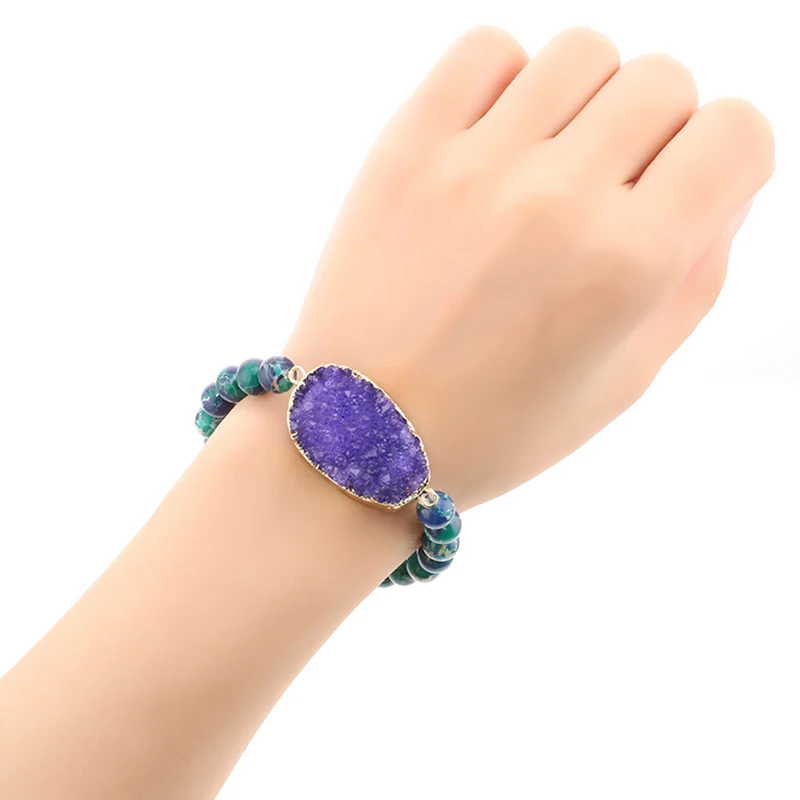 Модные синие зеленые бусы камни браслеты необычные натуральный многоцветный