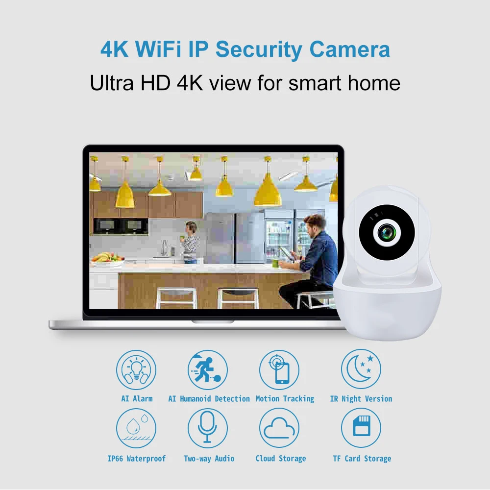 4K Wifi беспроводная домашняя ip-камера безопасности 2.0MP IR сетевая CCTV камера