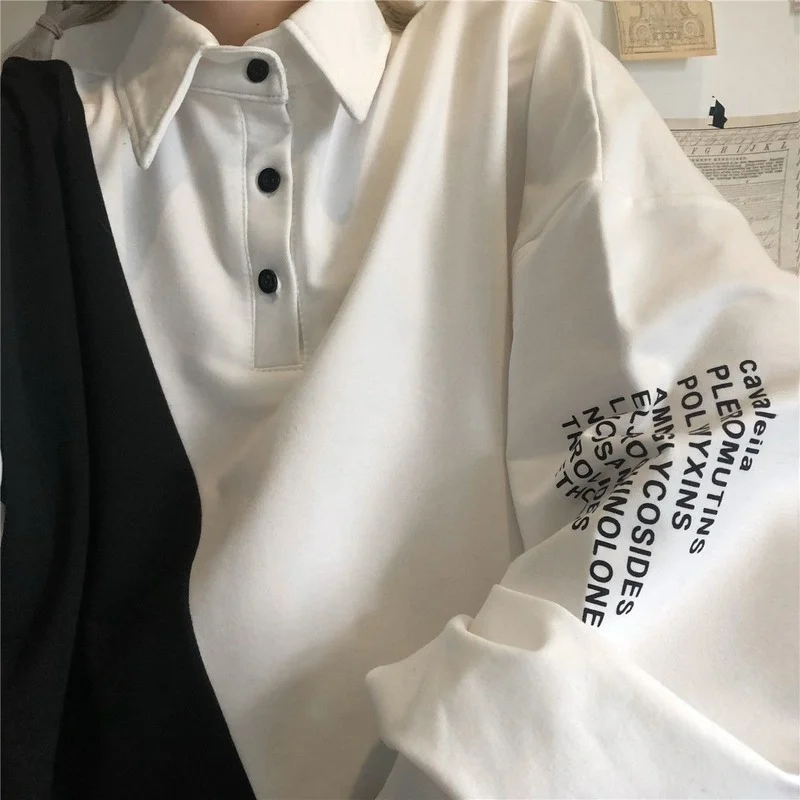 QWEEK поло Женская толстовка уличная одежда в стиле Харадзюку корейская мода с