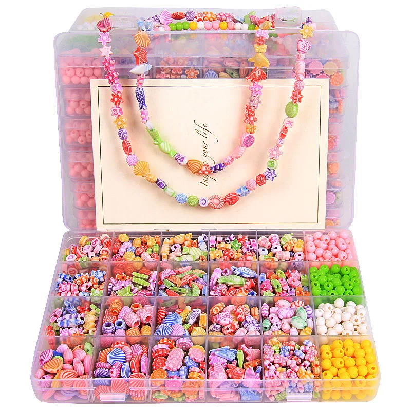 

DIY Handmade Beaded 24 Grid Toy Handmade Toddlers Beads for Girl Jewelry Making Bracelets Girls Toys Creative DIY Bracelet Toys