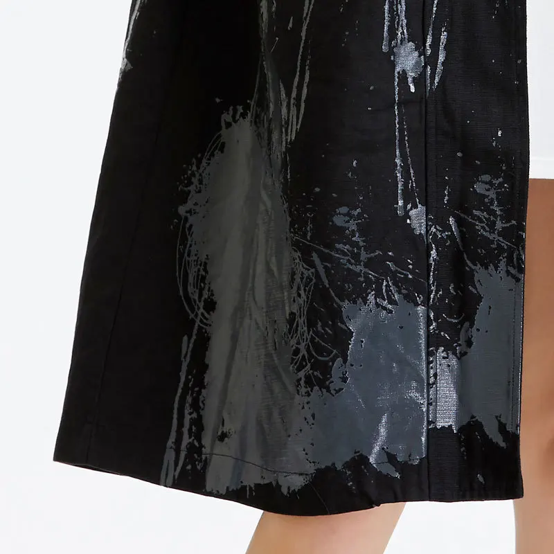 

QING MO Fashion Brand Women Hooded Coat 2020 Women Funny Printed Trench Coat Female Straight Trench Coat ZQY5486