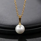 Новое модное ожерелье с подвеской из натурального жемчуга для женщин 18KGP ожерелье из титановой стали Женская Золотая цепочка до ключиц