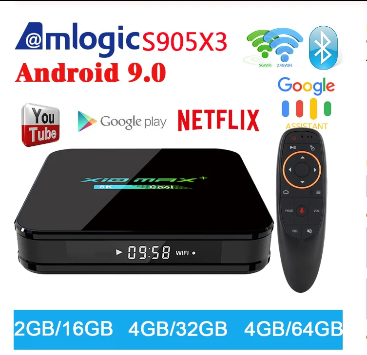 ТВ приставка Presale X10 MAX Plus Android 9 0 4 ГБ 64 Amlogic S905X3 умный медиаплеер Двойной Wi Fi Bluetooth 8K