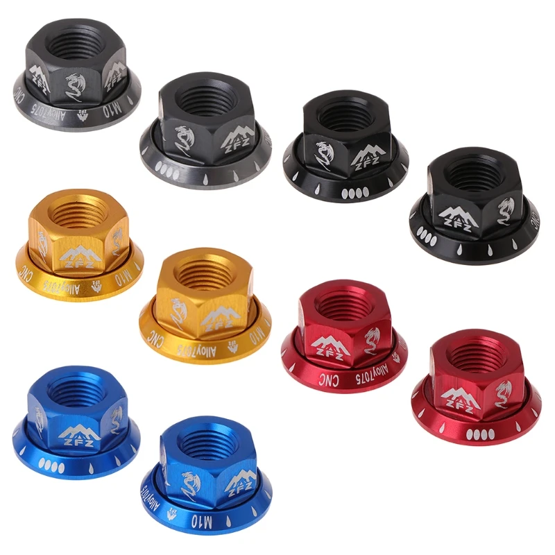 

2pcs/bag Bicycle Hub Nut M10 Fixed Gear MTB Road Bike Screw Bolt Aluminum Alloy