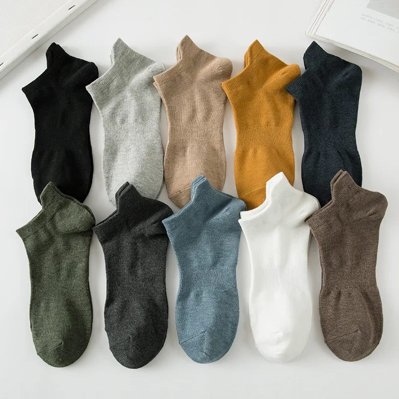 

Spring Summer New Type Men's Versatile Solid Color Small Ears Ankle Socks Breathable Cotton Socks Men's Sole Waist Socks
