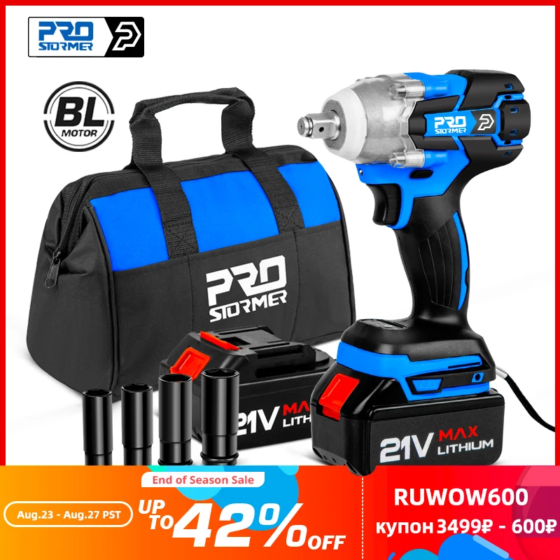 

New Electric Impact Wrench 21V Brushless Wrench Socket 4000mAh Li-ion Battery Hand Drill Installation Power Tools By PROSTORMER