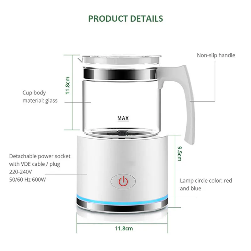 Espumadores de leche autom&aacute;ticos, taza el&eacute;ctrica de 600W para hacer leche fr&iacute;a y caliente, 220-240V, electrodom&eacute;sticos de cocina y la Oficina para el hogar, novedad-4