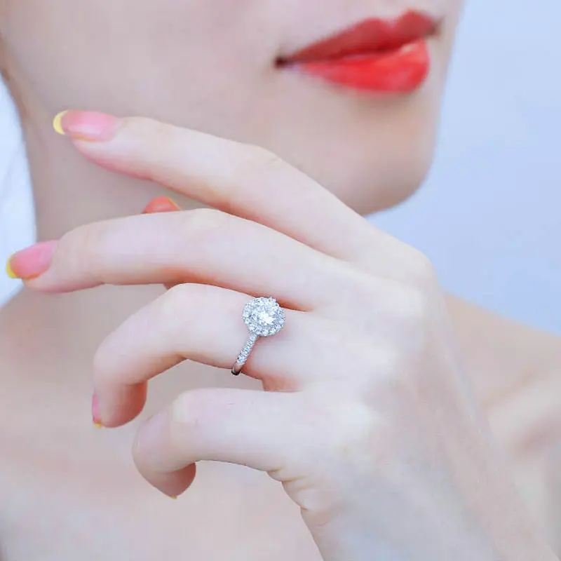 

925 sterling silver 1ct moissanite engagement rings for women classic opening adjustable Valentine's Day gift fine jewelry JF-26