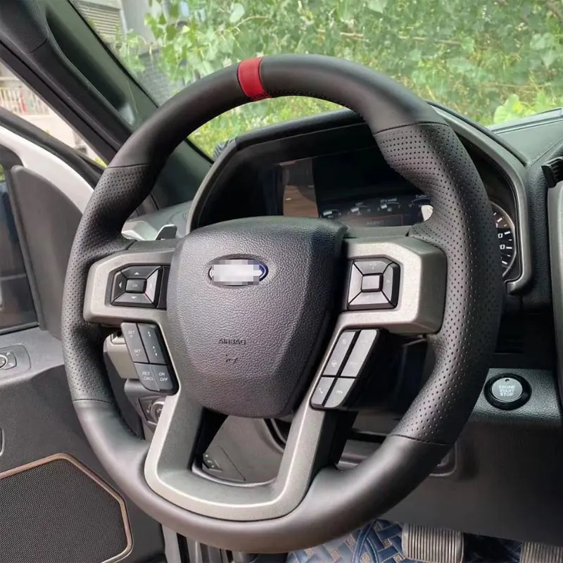 DIY чехол рулевого колеса автомобиля черная замша кожа для Ford F-150 F150 King ранчо Lariat