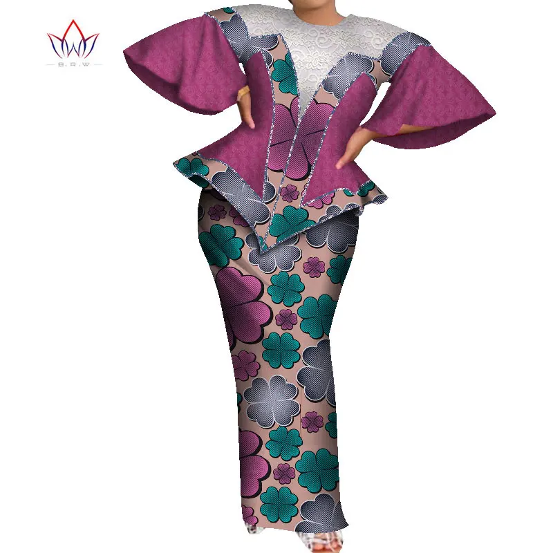 African Skirt Sets for Women Dashiki  Flared Sleeves africa clothing Crop Top and Skirt Sets Traditional African Clothing WY8189