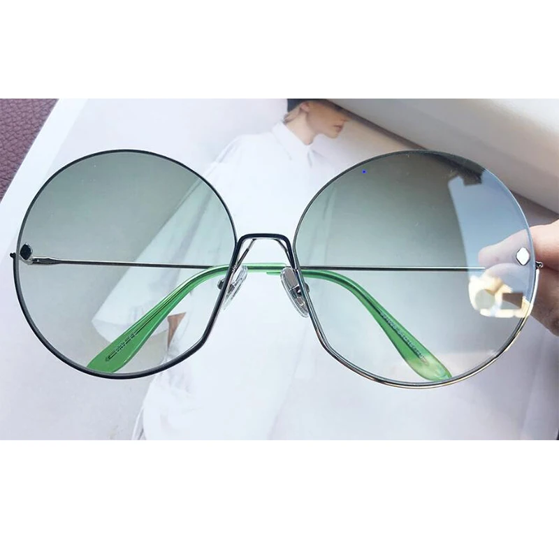 

Luxury Brand Vintage Round Sunglasses Women 2020 New Fashion Half Frame Tinted Lens Oversized Sun Glasses Female Lady Big Shades
