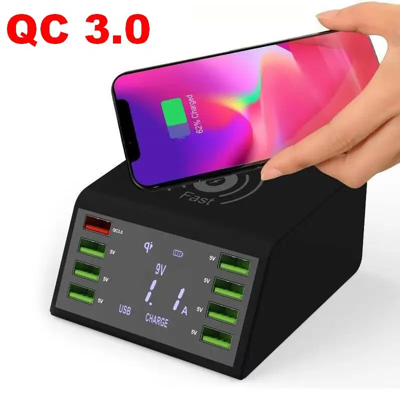 60 Вт Быстрая зарядка 3 0 USB зарядное устройство QC3.0 быстрая Беспроводная 8 портов