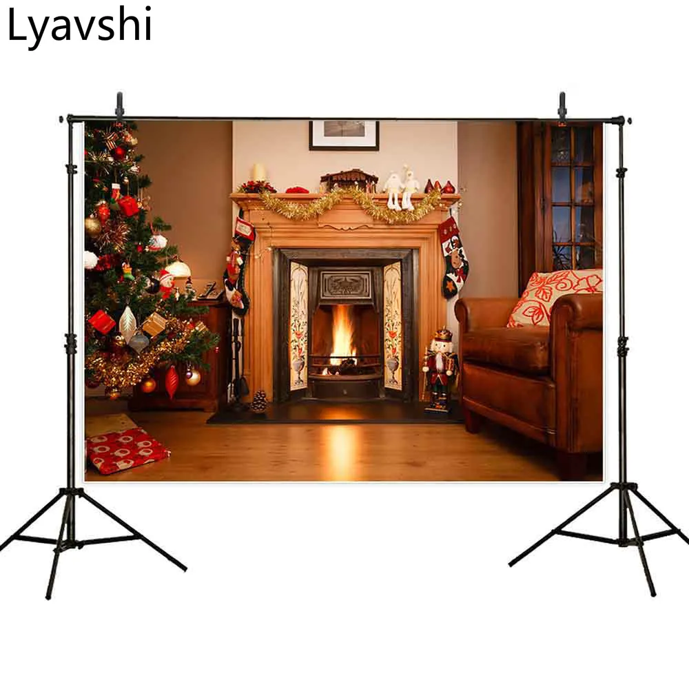 

Lyavshi рождественское Новогоднее украшение фотосессия фотографический фон зимняя елка камин подарки диван фон