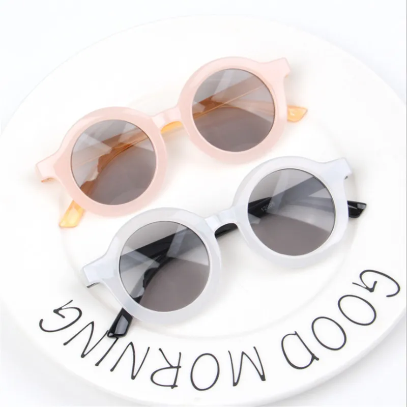 

Children's Round Frame Sunglasses Retro Fashion Colorblock Anti-UV Jelly Eyewear Baby Wild British Style Plastic spectacles