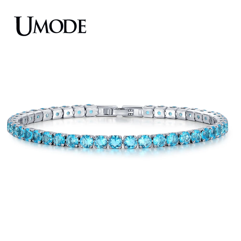UMODE новый модный Небесно Голубой CZ теннисные браслеты для женщин прозрачный
