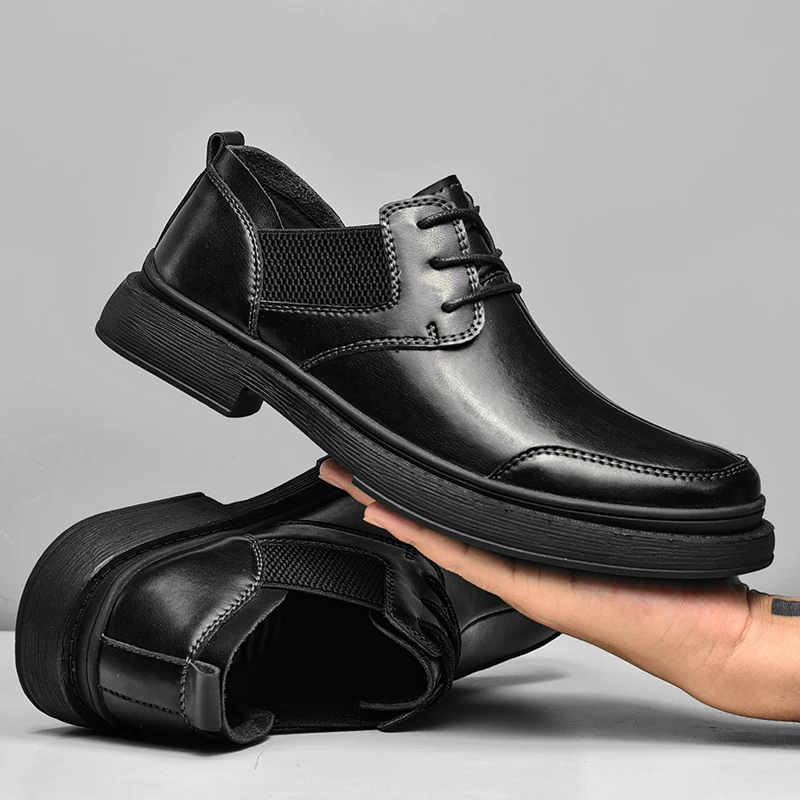 

Leather Men's Shoes Quality Fashion Lace-Up Oxford Shoes British Business Dress Casual Shoes Moccasin Trend Men Low-Top Shoes