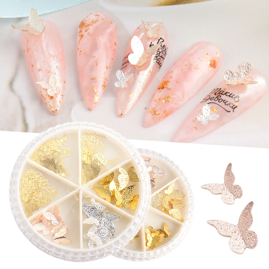 1 колесная бабочка 3D технические украшения блестящие металлические для ногтей