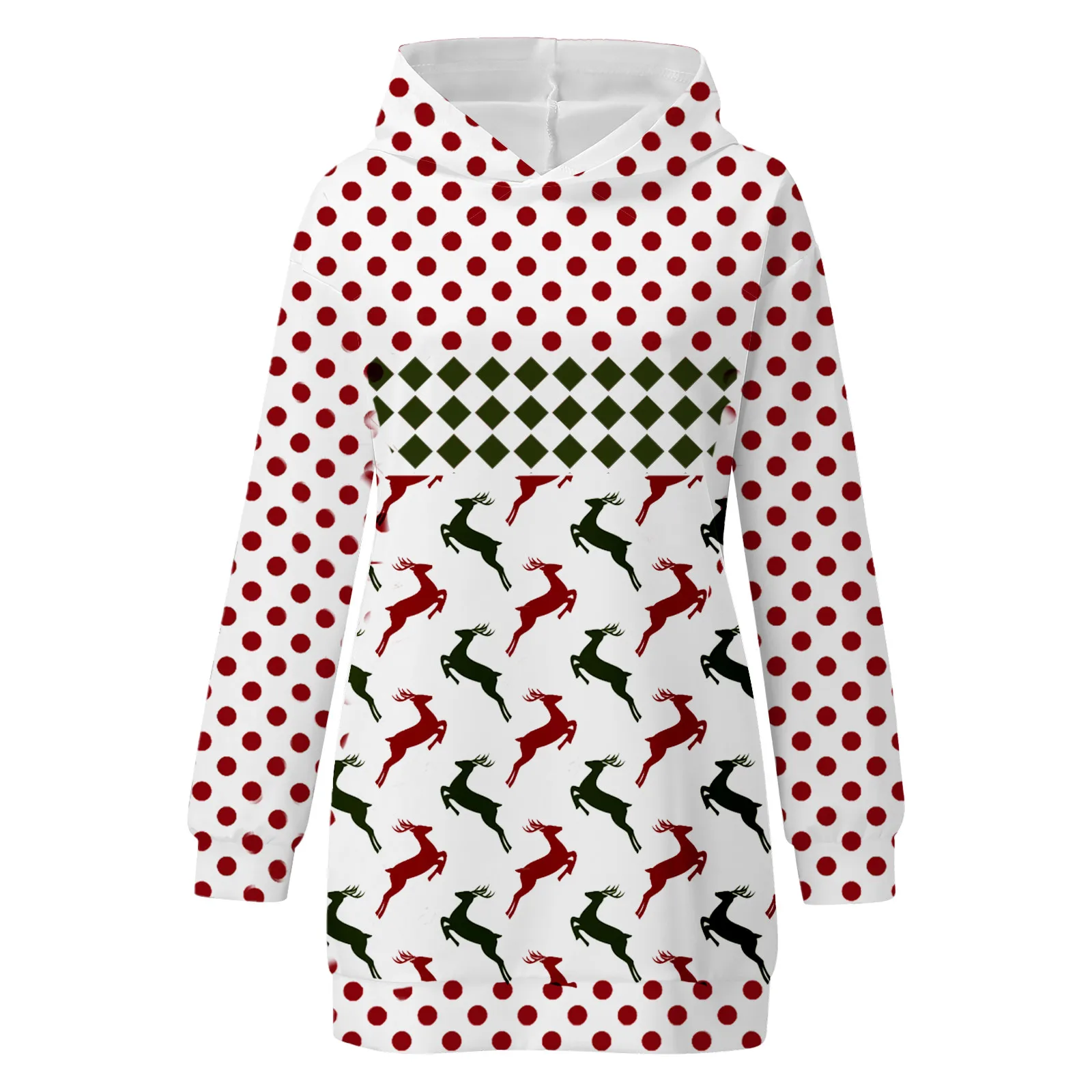 Женское осеннее платье с капюшоном длинным рукавом и карманами | Женская одежда