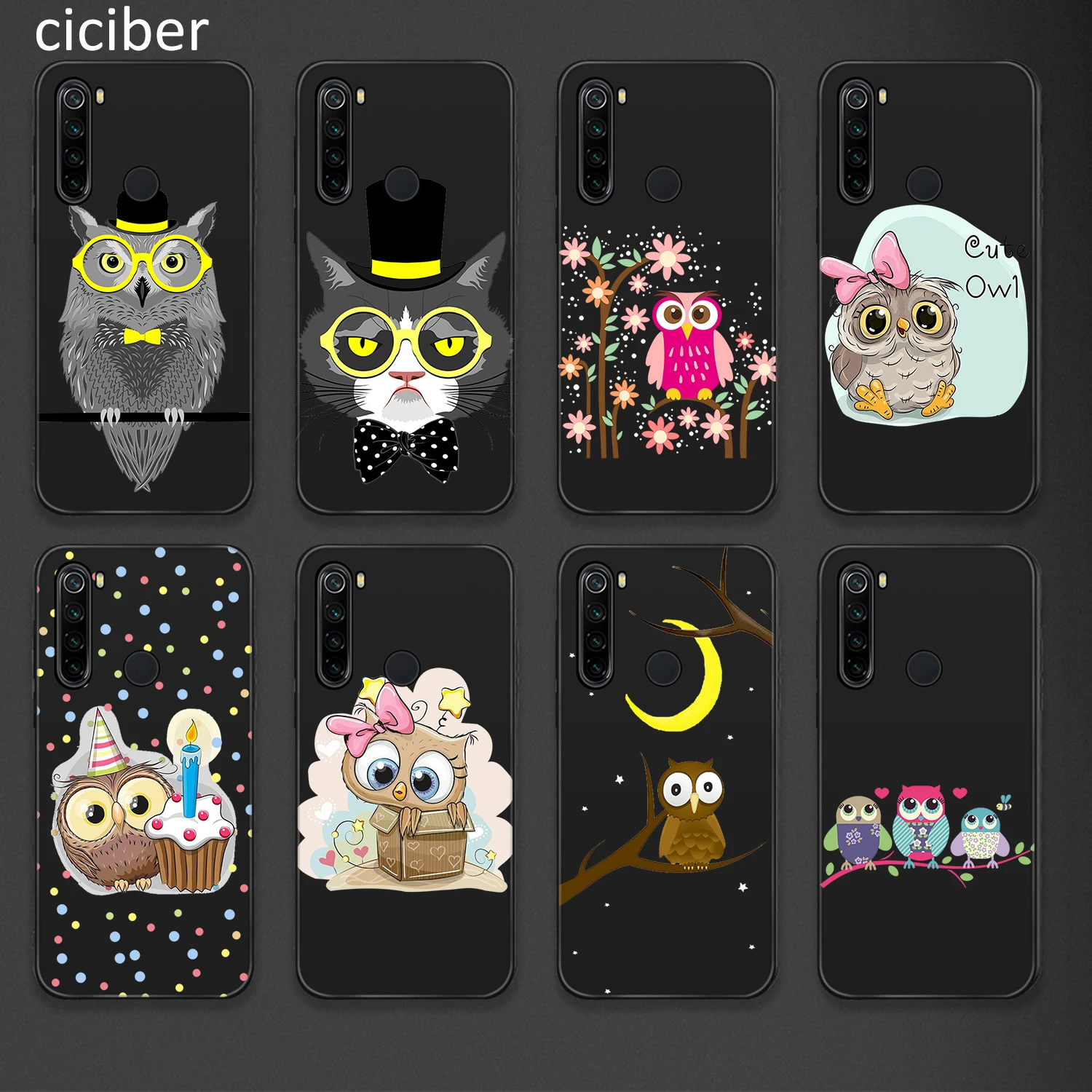 

Owl Phone Case for Xiaomi Redmi Note 10 9 8 7 9T Pro Mi Note 11 10 9 10T Pro Lite Poco X3 F3 M3 Soft Silicone Black Back Fundas