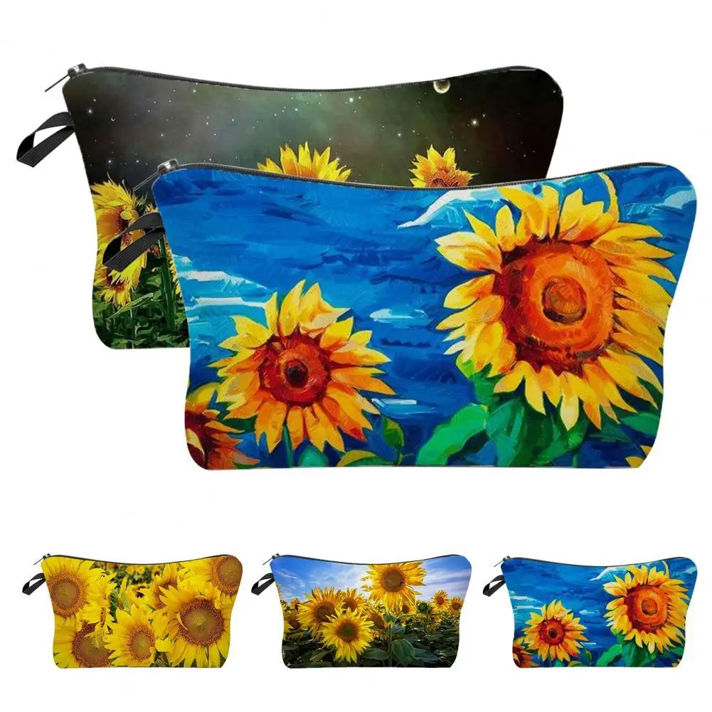 

Hanging Cosmetic Bags Hole Cosmetic Bag Vivid Sunflower Print Zipper Bag Travel Wash Pouch Cosmetic Bag Female Make Up Bag
