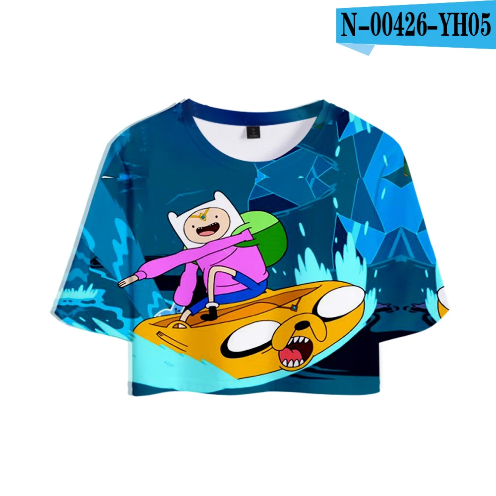 picture color Adventure Time Print Midriff-baring футболка сексуальная женская модная популярная Повседневная футболка Harajuku короткий рукав горячая распродажа - Цвет: picture color