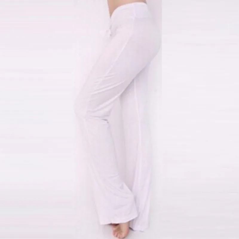 

Мягкие женские брюки для фитнеса, повседневные свободные однотонные брюки со шнуровкой и широкими штанинами, летние дышащие однотонные жен...