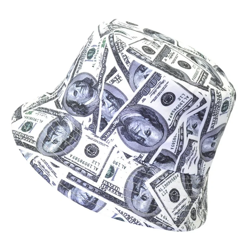 

Fashion Hip Pop Style Creative Dollar Graffiti Bucket Cap Fisherman Hat Durable Outdoor Sports Travel Hiking Fishing Visor Hat