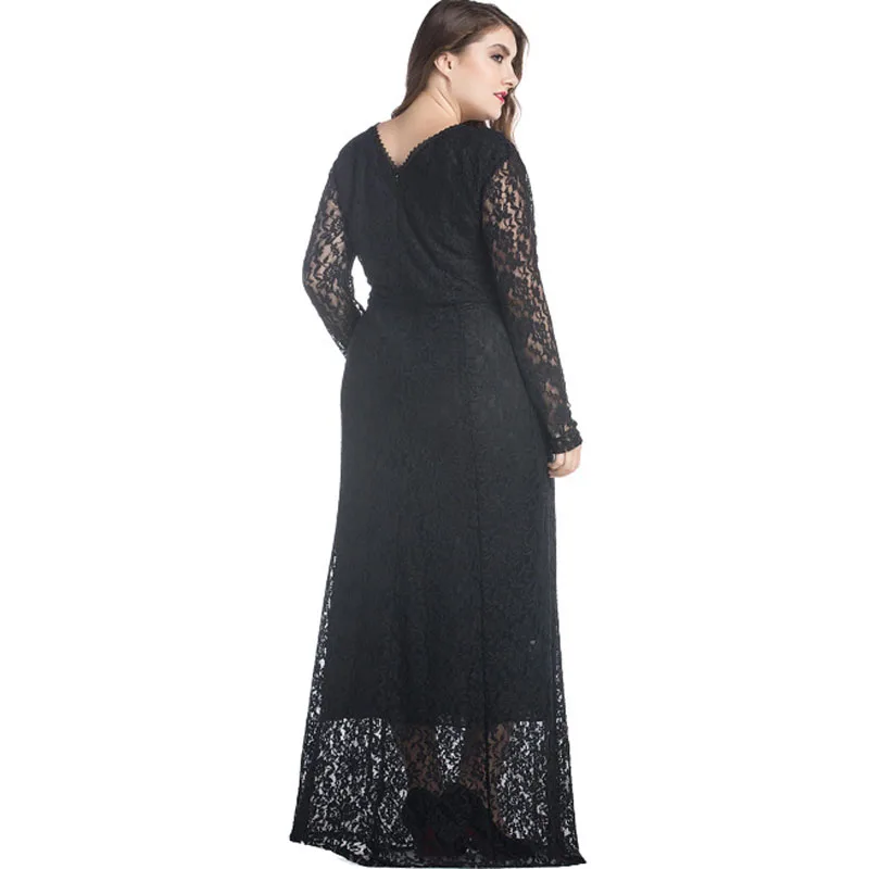 Women Vintage Lace Party Dress Plus Size large 7XL long Sleeve boho Floor Length Summer Maxi Long robe chemise | Женская одежда