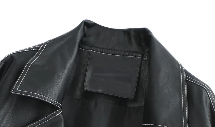 Winter Black Leather Jacket Women Korean Thin Loose Moto Jacket Female 2021 Spring Fashion Streetwear Lady Outerwear Biker Coats