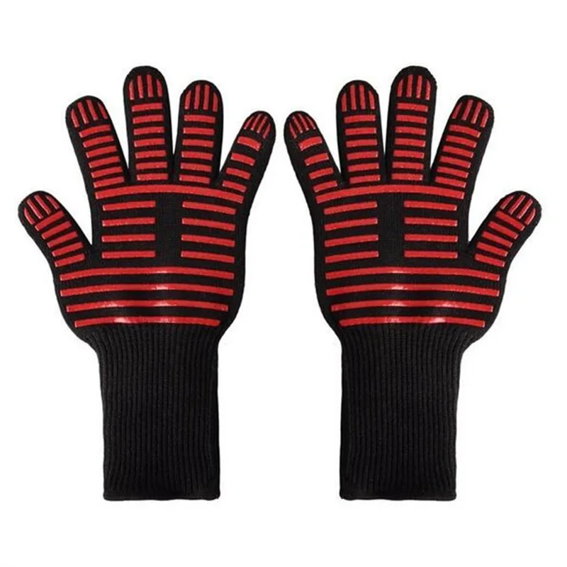 red glove 2 2 шт FSUP защитные перчатки 500 °C термостойкие перчатки для барбекю Кухонные противопожарные перчатки для микроволновой печи - Цвет: red glove 2