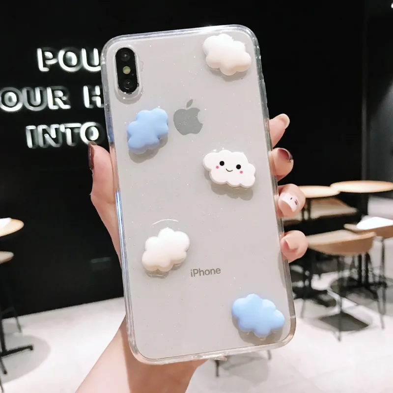 Cloud accessories mobile phone case for iPhone X XS XR XSMax 8 7 6 6S PluS transparent epoxy anti-fall protection back cover |