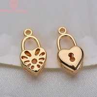 1446pcs 14x7mm 24k gold color plated brass hollow heart lock pendants charms high quality diy jewelry making findings