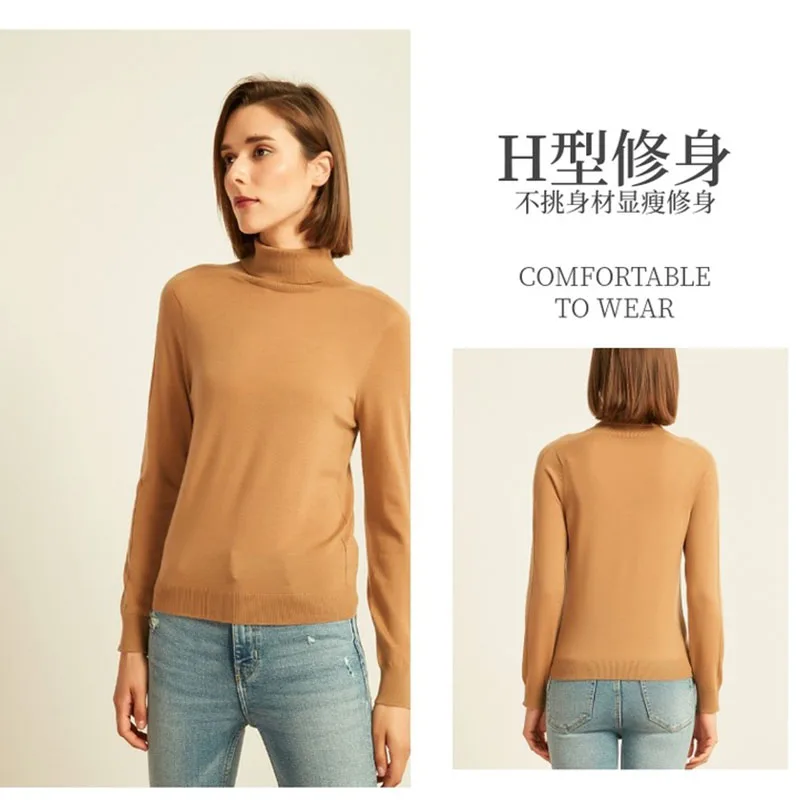 

Knitted Jumper Winter Tops Turtleneck Pullovers Casual Sweaters Women Shirt Long Sleeve Ve191026Perf