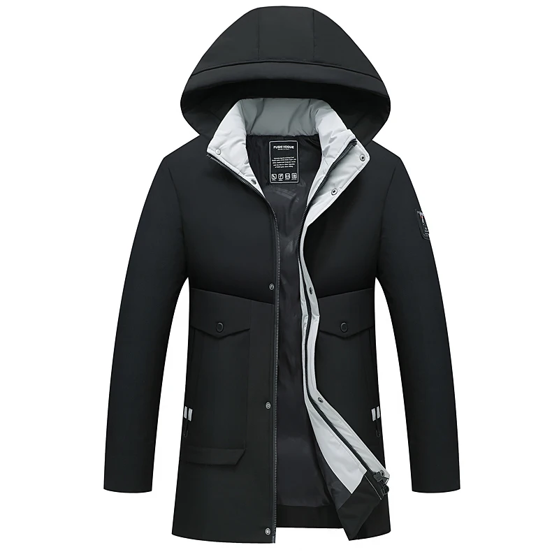 

Loldeal Thicken Cotton Parka Jacket with Removable Hood Men's Long Hooded Parka
