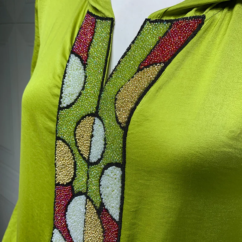 Мусульманский женский халат с капюшоном роскошный ручной работы бусинами и