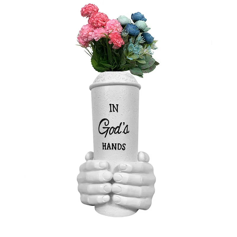 

Скандинавская креативная художественная Ваза «руками Бога», ваза для цветов из смолы, гидропонное устройство, настольное Европейское укра...