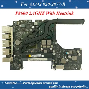 820-2877-A For Apple Macbook Motherboard 13  Laptop A1342 Logic Board with Heatsink Core 2 Duo P8600 2.4GHz 661-5640 EMC 2395