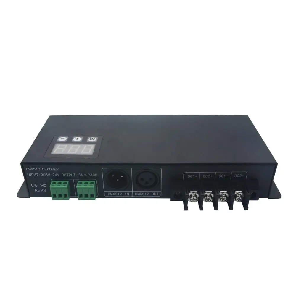 TZT красный зелёный синий DMX декодирование драйвера 24 канала DMX512 мощность декодер