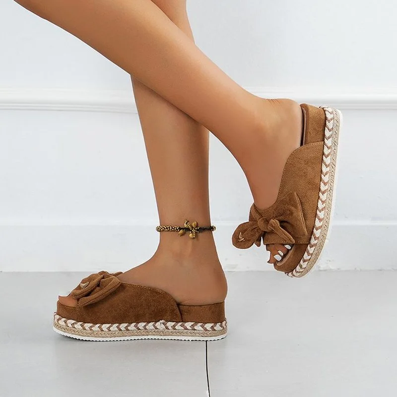 

Women Woven Thick Sole Slippers Soft Stitching Ladies Sandals Comfortable Flat Sandals Women Beach Shoes Woman Footwear 2022