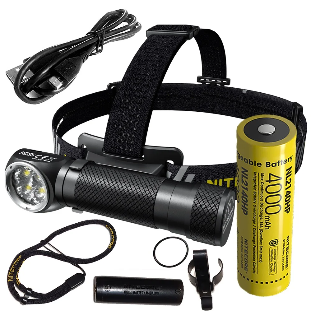 

Nitecore HC35 LED Headlamp CREE XP-G3 S3 2700LM Headlight Rechargeable Flashlight with Magnetic Tail Cap by 21700 Battery