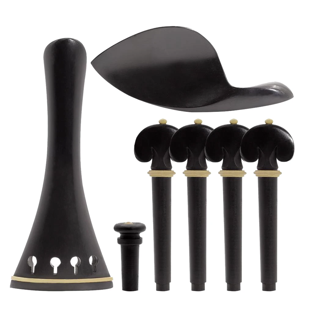 

7Pcs Professional 4/4 Violin Fiddle Chin Rest Tuning Pegs Tailpiece End Pin Kit