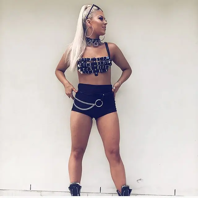 

Special Sexy Crop Top PU Leather Stitching Metal Strapless Bra Cutout Vest Top Women Tank Top halter top Leather Belt Crop Top