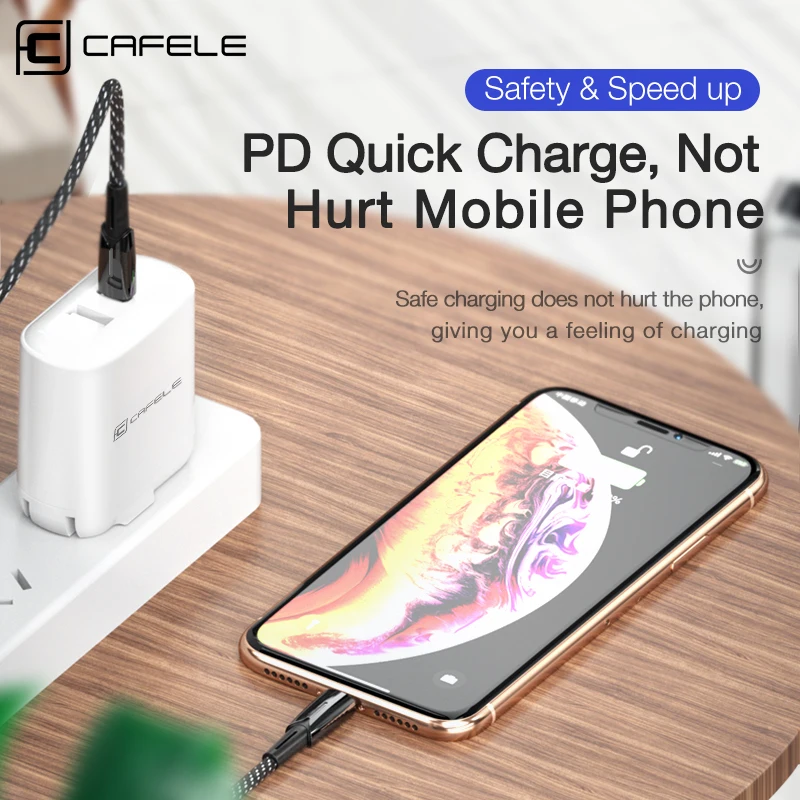 CAFELE USB C для Lightning Кабель 18 Вт Быстрая зарядка и синхронизация шнур совместимый PD