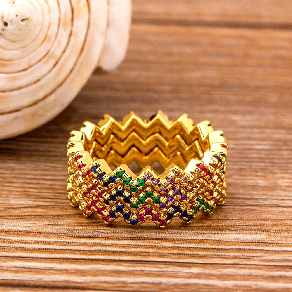 Модное женское Радужное обручальное кольцо с инкрустацией цветные стразы