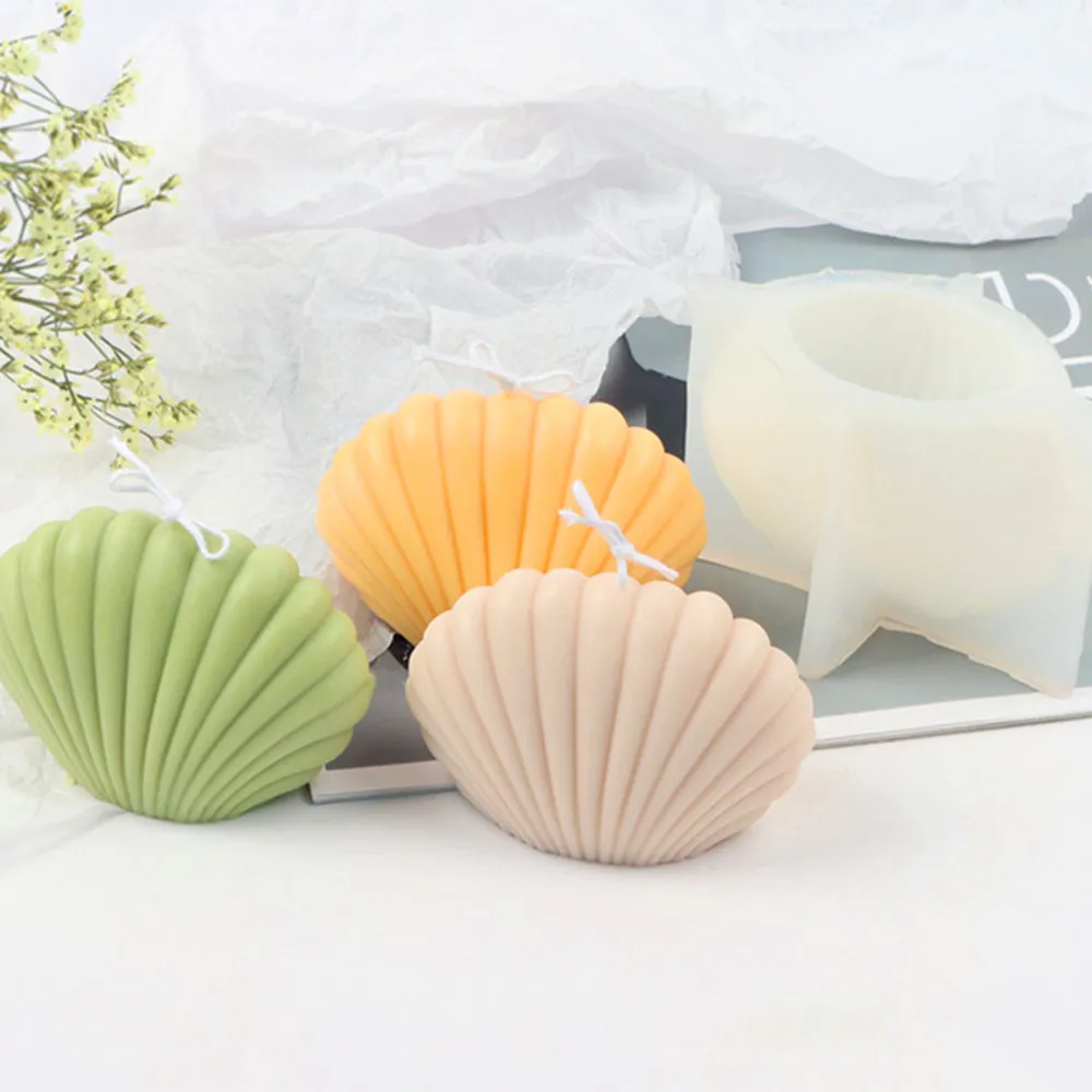 

DIY Shell Candle Mold Aromatherapy Candle Plaster Mold 3D Marine Shell Silicone Scallop Soap Mold Handmade Home Craft Decoration